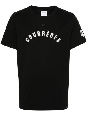 Raštuotas medvilninis marškinėliai Courreges juoda