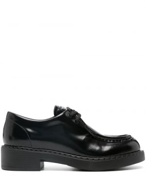 Pantofi oxford cu șireturi din piele din dantelă Prada negru