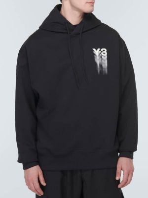 Pamučna hoodie s kapuljačom od jersey Y-3 crna