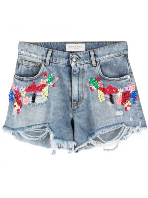 Jeansshorts med paljetter Ermanno Firenze blå