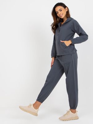 Pijamale din bumbac cu glugă Fashionhunters gri