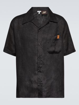 Lněná košile Loewe černá