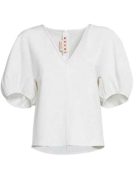 Блуза с v-образно деколте Marni бяло