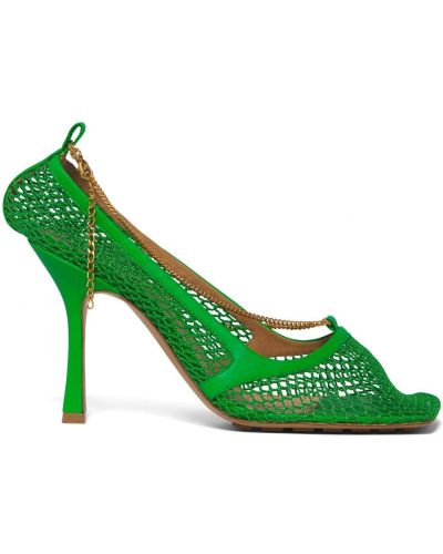 Мрежести кожени полуотворени обувки Bottega Veneta златисто