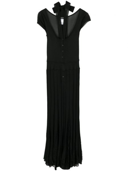 Plisované šaty Chanel Pre-owned černé