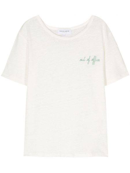 Λινή μπλούζα με κέντημα Maison Labiche λευκό