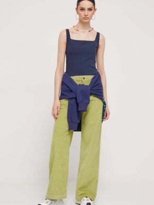 Spodnie z wysoką talią sztruksowe Roxy zielone