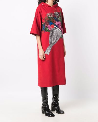 Sukienka w kwiatki z nadrukiem Kenzo czerwona