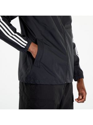 Ριγέ αντιανεμικό μπουφάν με φερμουάρ Adidas Originals μαύρο