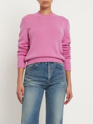Collana di cachemire in maglia con scollo tondo Annagreta rosa