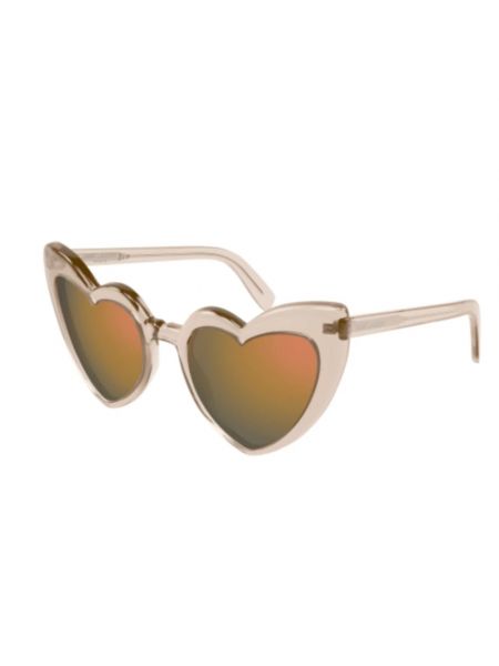 Okulary przeciwsłoneczne skórzane Saint Laurent beżowe
