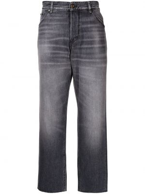 Szare proste jeansy z wysoką talią Pt05