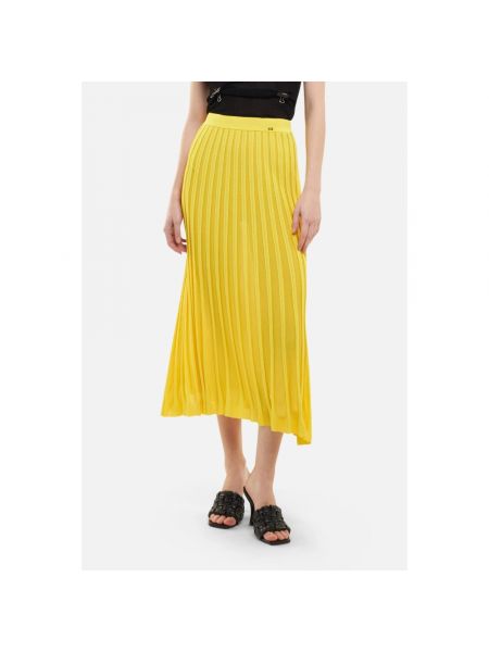 Dzianinowa spódnica midi plisowana Elisabetta Franchi żółta