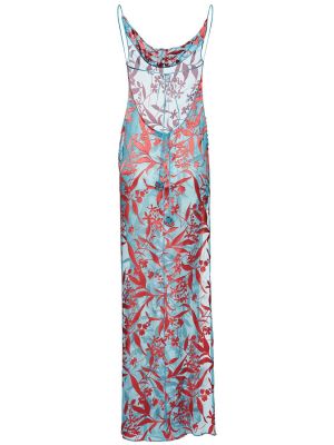 Šifonové dlouhé šaty Magda Butrym modrá