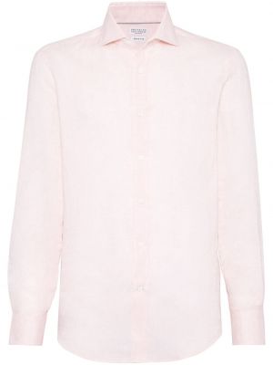 Lněná košile Brunello Cucinelli růžová