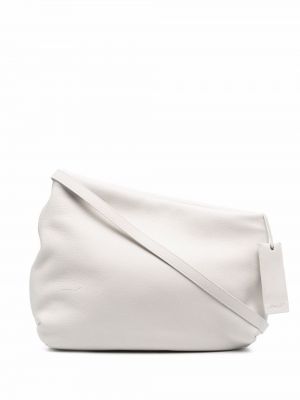 Асиметрични кожени чанта за ръка Marsell бяло