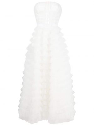 Вечерна рокля с волани Ana Radu бяло