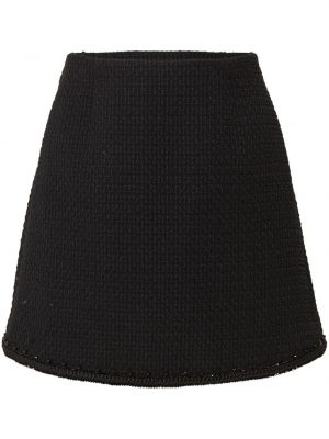 Minigonna ricamata in tweed Carolina Herrera nero