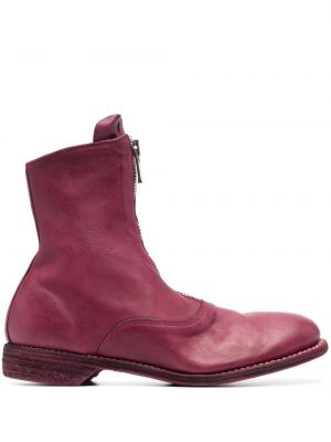 Leder ankle boots mit reißverschluss Guidi pink