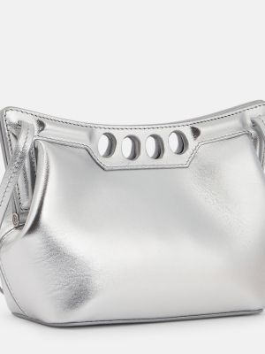 Kožená kabelka Alexander Mcqueen stříbrná