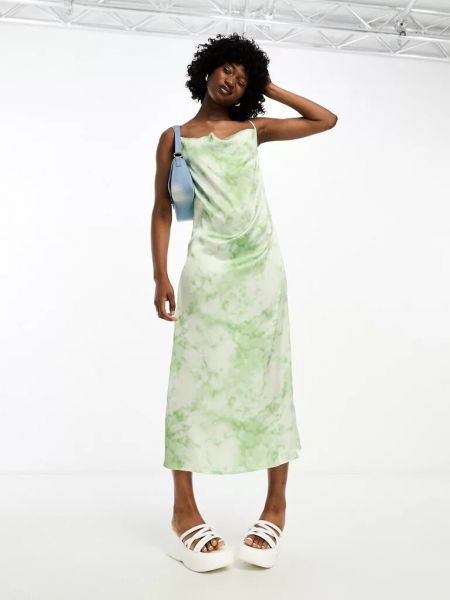 Атласное платье миди в уличном стиле Daisy Street зеленое