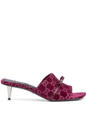 Aksamitne sandały Gucci różowe