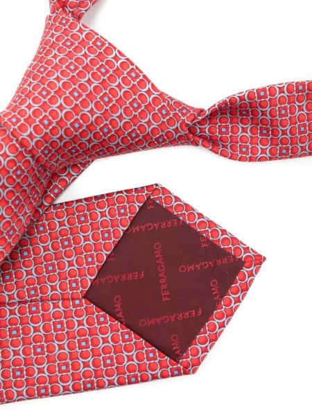 Raštuotas šilkinis kaklaraištis Ferragamo raudona