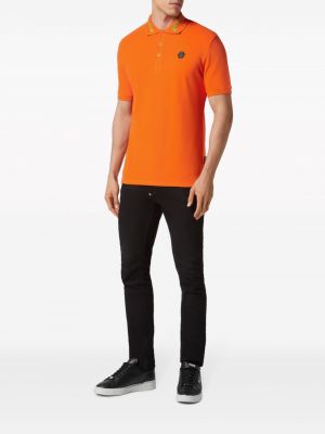 Medvilninis polo marškinėliai Philipp Plein oranžinė