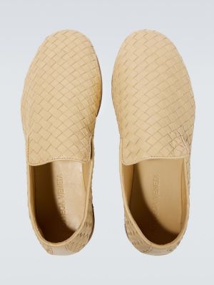 Loafers di pelle intrecciate Bottega Veneta beige