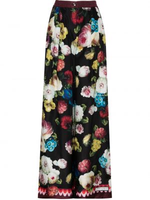 Hlače s cvjetnim printom bootcut Dolce & Gabbana crna