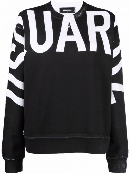 Trykt bomull sweatshirt Dsquared2 svart