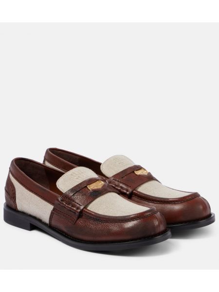 Δερμάτινα loafers Miu Miu μπεζ