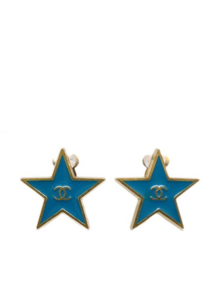Boucles d'oreilles à boucle à motif étoile Chanel Pre-owned bleu