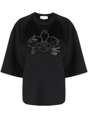 T-shirt con cristalli Genny nero