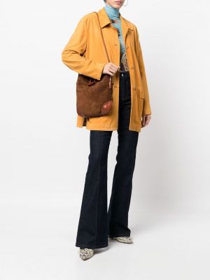 Kožený kabát Burberry Pre-owned oranžový