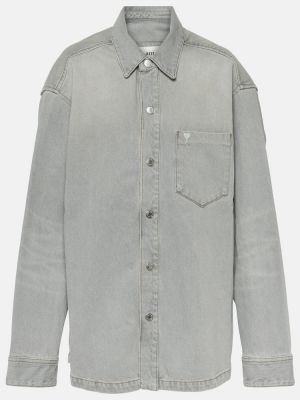 Bavlněná džínová košile Ami Paris šedá
