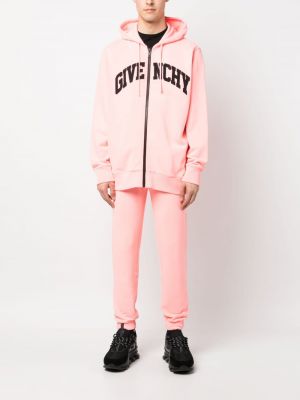 Medvilninis siuvinėtas džemperis su gobtuvu Givenchy rožinė