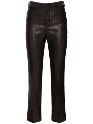 Μάλλινο παντελόνι με ίσιο πόδι Tom Ford μαύρο