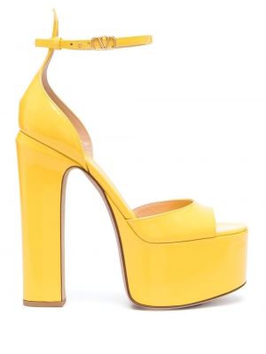 Sandały skórzane Valentino Garavani żółte
