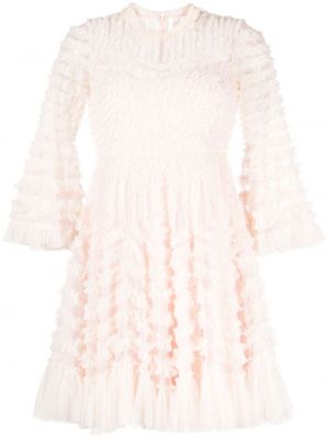 Sukienka koktajlowa z falbankami Needle & Thread różowa