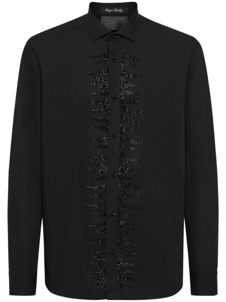 Bavlnená dlhá košeľa Philipp Plein čierna
