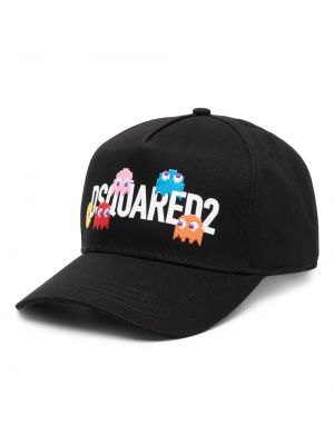 Памучна шапка бродирана Dsquared2 черно