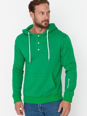 Kapučdžemperis ar garām piedurknēm Trendyol zaļš
