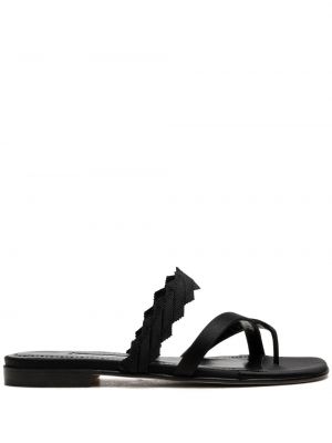 Saténové sandále Manolo Blahnik čierna
