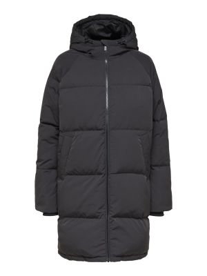 Nylonový priliehavý zimný kabát na zips Selected Femme Curve - čierna