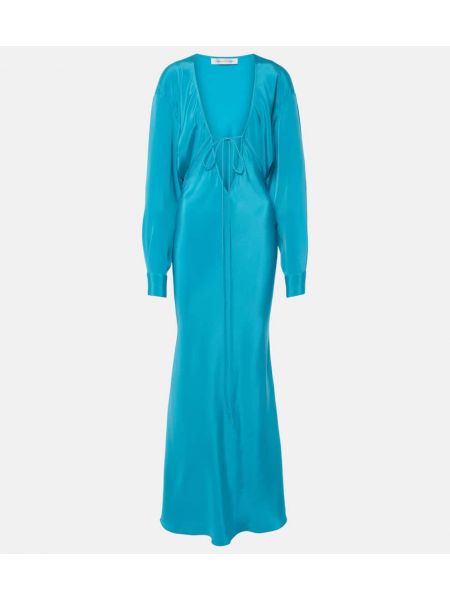 Μεταξωτή μάξι φόρεμα Christopher Esber μπλε