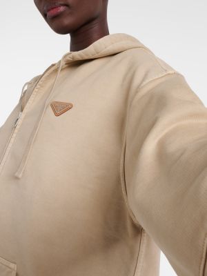Oversize hoodie mit reißverschluss aus baumwoll Prada beige