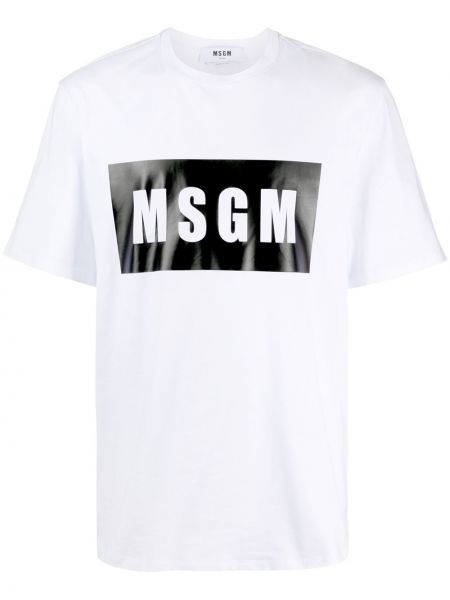 Bavlnené tričko s potlačou Msgm biela