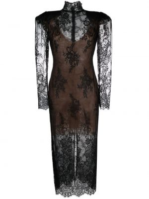 Φλοράλ μίντι φόρεμα με δαντέλα Ana Radu μαύρο