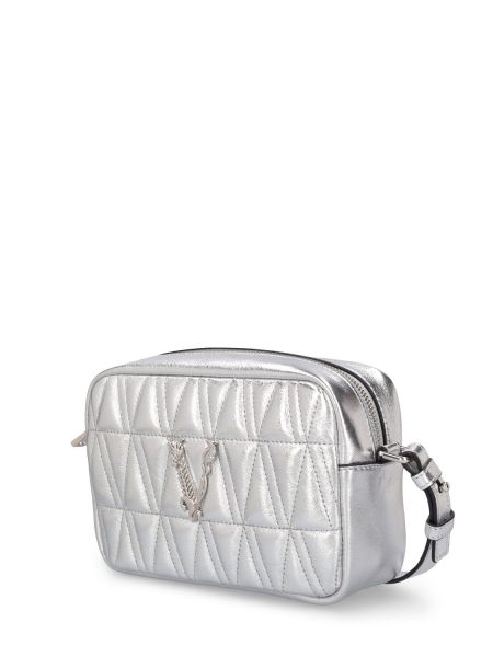 Δερμάτινη τσάντα ώμου Versace ασημί